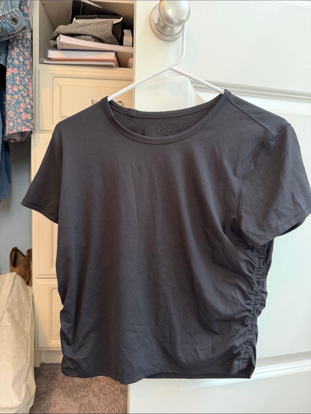 Lululemon Black Short Sleeve Crew with Side Sinching